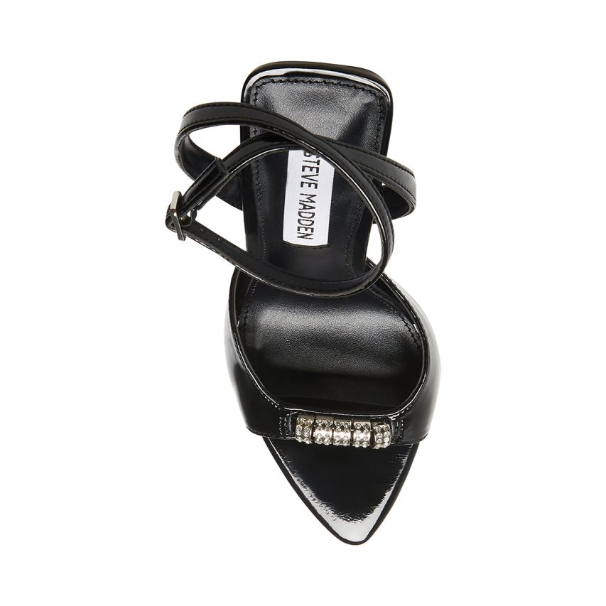 Black Steve Madden Prize Patent Women's Heels Sandals | PH 0826KS16